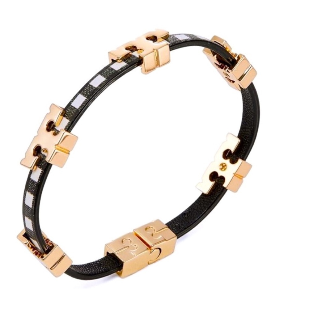 Tory Burch single Ts Wrap Plaid Leather bracelet - Picture 5 of 8